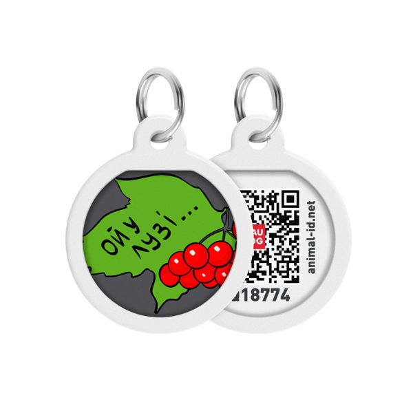 WAUDOG Украина Адресник для собак и кошек металлический Smart ID с QR паспортом, рисунок "Калина", круг