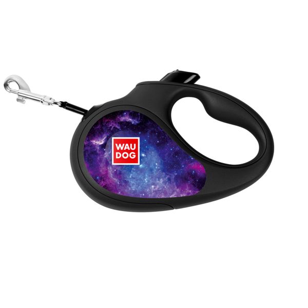 WAUDOG Украина Поводок-рулетка для собак R-leash, рисунок "NASA21", светоотражающая лента, черный