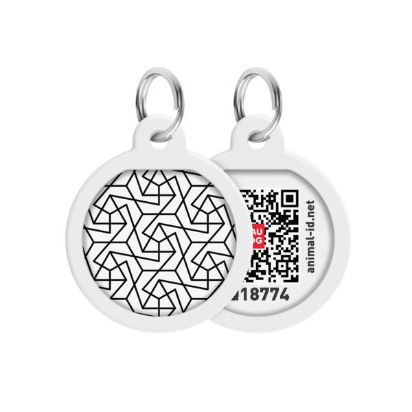 WAUDOG Україна Адресник для собак та котів металічний Smart ID з QR паспортом, малюнок "Геометрія", круг