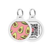 WAUDOG Украина Адресник для собак и кошек металлический Smart ID с QR паспортом, рисунок "Авокадо 2", круг