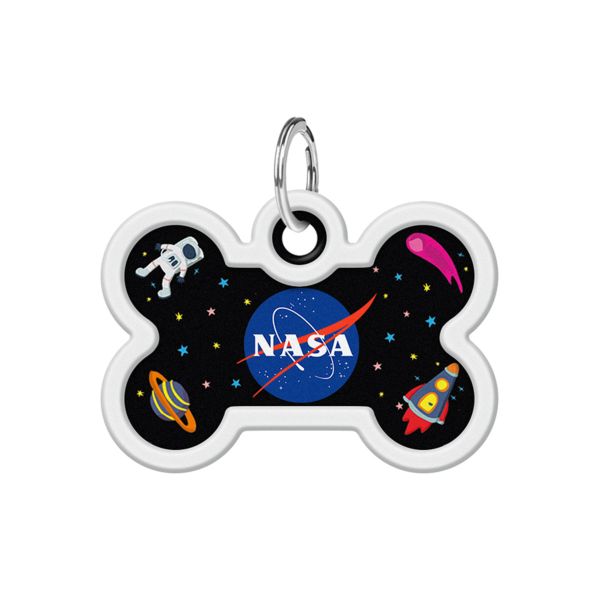 WAUDOG Украина Адресник для собак и кошек металлический Smart ID с QR паспортом, рисунок "NASA", кость