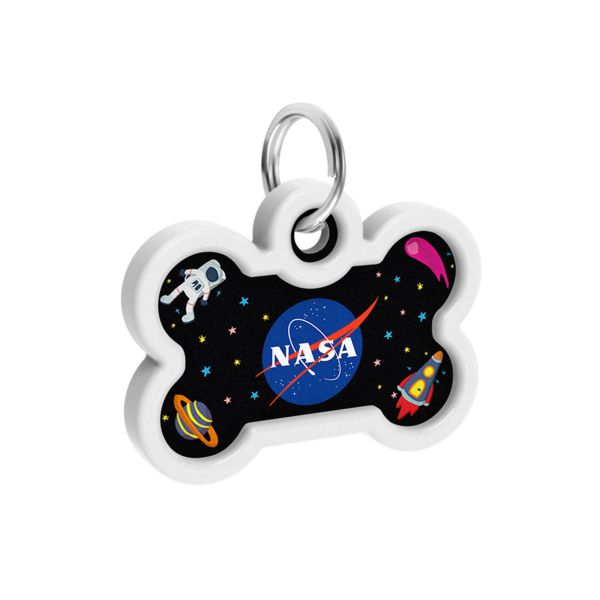 WAUDOG Украина Адресник для собак и кошек металлический Smart ID с QR паспортом, рисунок "NASA", кость