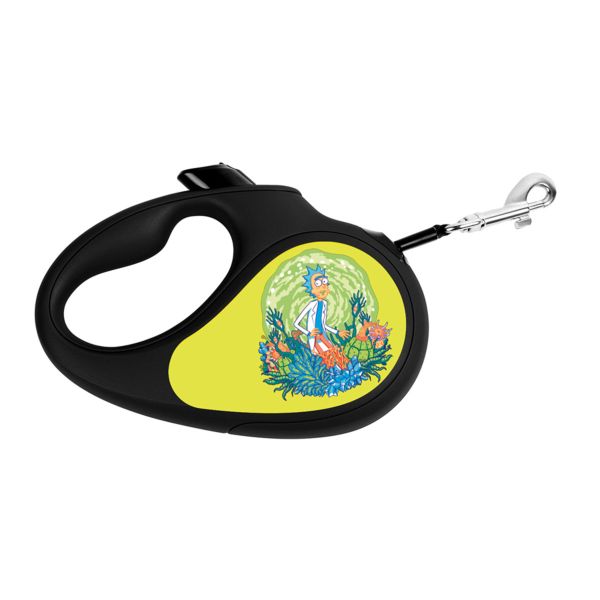 WAUDOG Україна Повідець-рулетка для собак R-leash, малюнок "Рік та Морті 2", світловідбиваюча стрічка, чорний