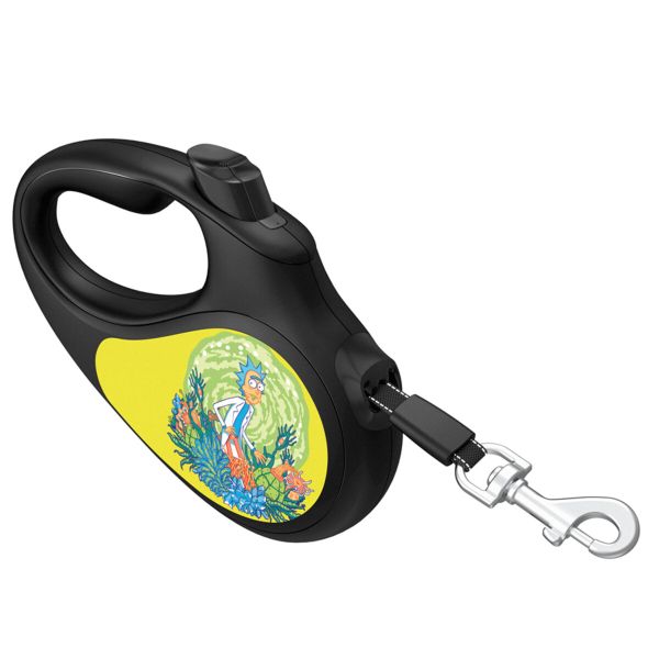 WAUDOG Украина Поводок-рулетка для собак R-leash, рисунок "Год и Морти 2", светоотражающая лента, черный