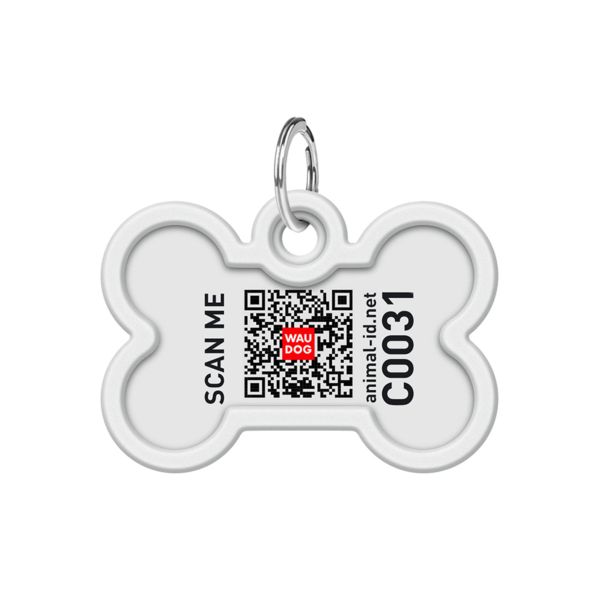 WAUDOG Украина Адресник для собак и кошек металлический Smart ID с QR паспортом, рисунок "Корги", кость