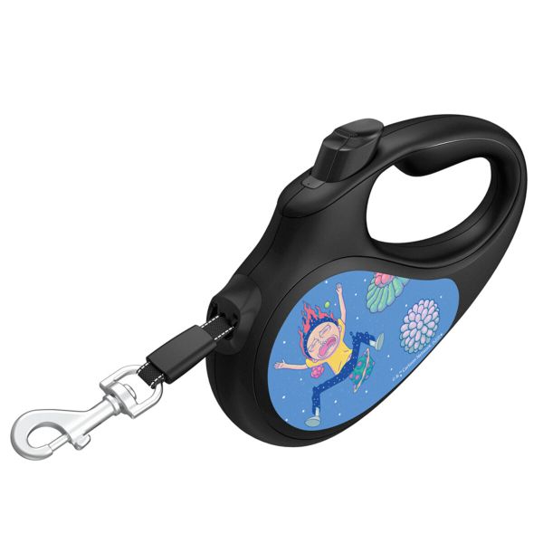 WAUDOG Украина Поводок-рулетка для собак R-leash, рисунок "Год и Морти 3", светоотражающая лента, черный