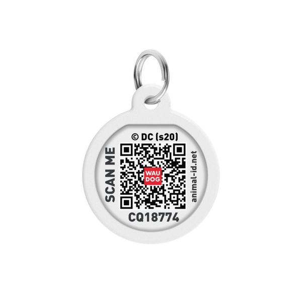 WAUDOG Украина Адресник для собак и кошек металлический Smart ID с QR паспортом, рисунок "Супермен-герой", круг