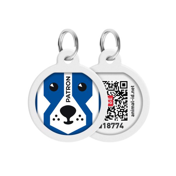 WAUDOG Украина Адресник для собак и кошек металлический Smart ID с QR паспортом, рисунок "Патрон", круг