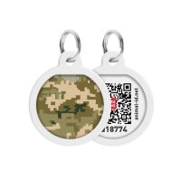 WAUDOG Украина Адресник для собак и кошек металлический Smart ID с QR паспортом, рисунок "Милитари", круг