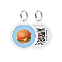 WAUDOG Украина Адресник для собак и кошек металлический WAUDOG Smart ID с QR паспортом, рисунок "Гамбургер", круг