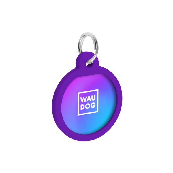 WAUDOG Украина Адресник для собак и кошек металлический Smart ID с QR паспортом, рисунок "Градиент фиолетовый", круг