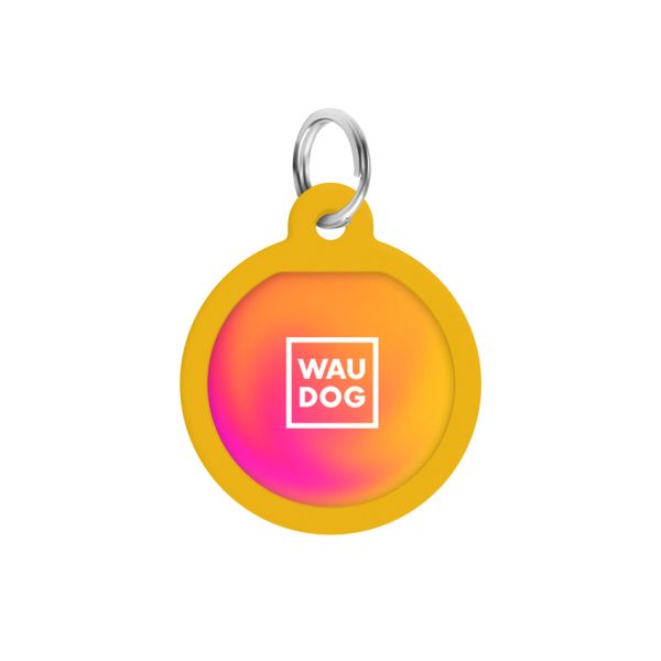 WAUDOG Украина Адресник для собак и кошек металлический Smart ID с QR паспортом, рисунок "Градиент оранжевый", круг