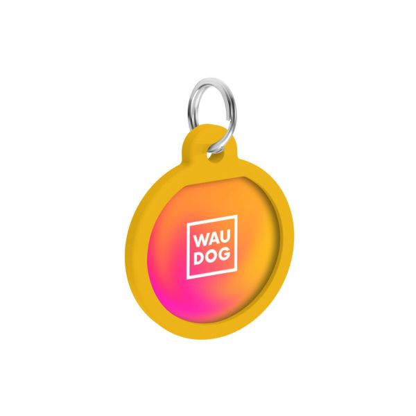 WAUDOG Украина Адресник для собак и кошек металлический Smart ID с QR паспортом, рисунок "Градиент оранжевый", круг