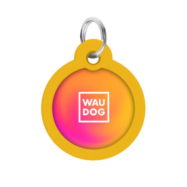 WAUDOG Украина Адресник для собак и кошек металлический Smart ID с QR паспортом, рисунок "Градиент оранжевый", круг