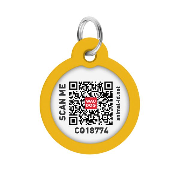 WAUDOG Украина Адресник для собак и кошек металлический Smart ID с QR паспортом, рисунок "Градиент оранжевый", круг