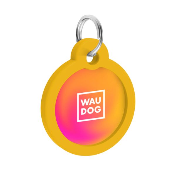WAUDOG Украина Адресник для собак и кошек металлический Smart ID с QR паспортом, рисунок "Градиент оранжевый", круг