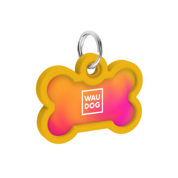 WAUDOG Украина Адресник для собак и кошек металлический Smart ID с QR паспортом, рисунок "Градиент оранжевый", кость