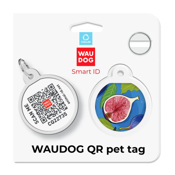 WAUDOG Украина Адресник для собак и кошек металлический Smart ID с QR паспортом, рисунок "Инжир", круг