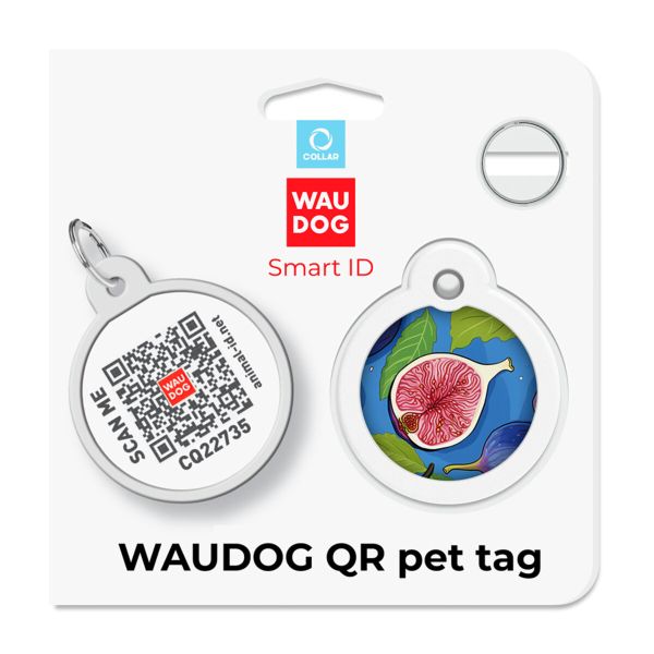 WAUDOG Украина Адресник для собак и кошек металлический Smart ID с QR паспортом, рисунок "Инжир", круг