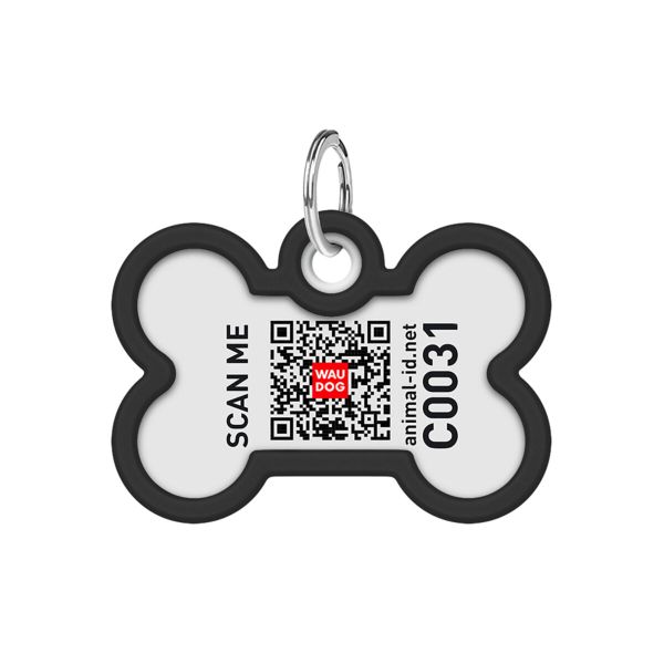 WAUDOG Украина Адресник для собак и кошек металлический WAUDOG Smart ID с QR паспортом, рисунок "Леопард", кость