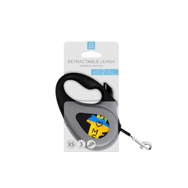 WAUDOG Украина Поводок-рулетка для собак R-leash, рисунок "Дом", светоотражающая лента, черный