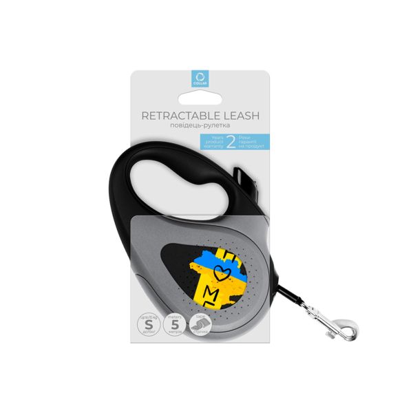 WAUDOG Украина Поводок-рулетка для собак R-leash, рисунок "Дом", светоотражающая лента, черный