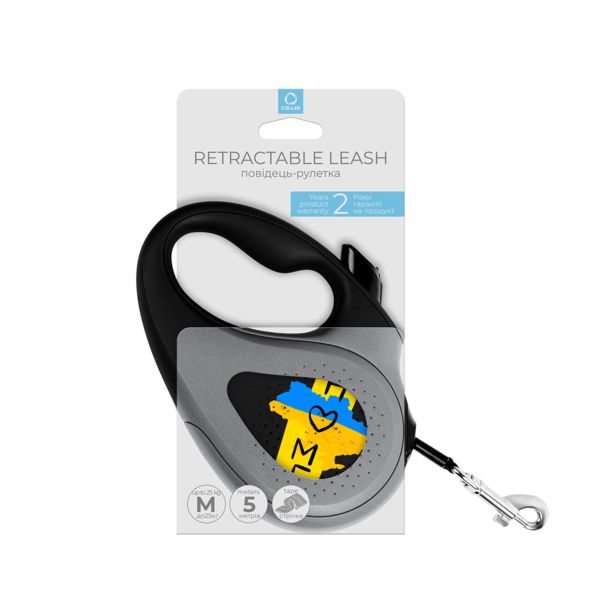 WAUDOG Украина Поводок-рулетка для собак R-leash, рисунок "Дом", светоотражающая лента, черный