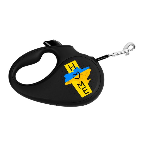 WAUDOG Україна Повідець-рулетка для собак R-leash, малюнок "Дім", світловідбиваюча стрічка, чорний