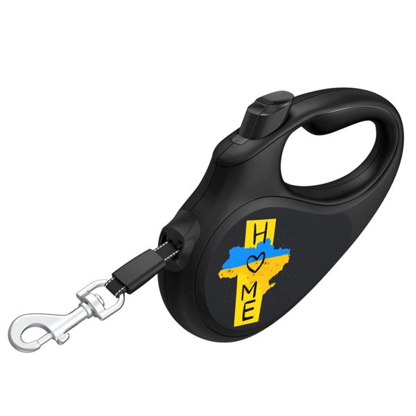 WAUDOG Украина Поводок-рулетка для собак R-leash, рисунок "Дом", светоотражающая лента, черный