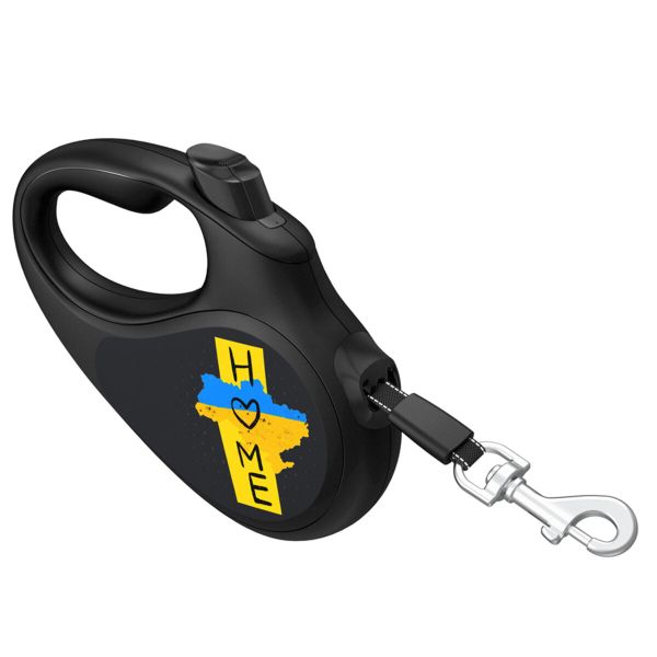 WAUDOG Украина Поводок-рулетка для собак R-leash, рисунок "Дом", светоотражающая лента, черный