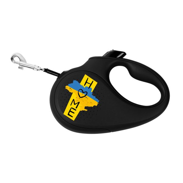 WAUDOG Украина Поводок-рулетка для собак R-leash, рисунок "Дом", светоотражающая лента, черный