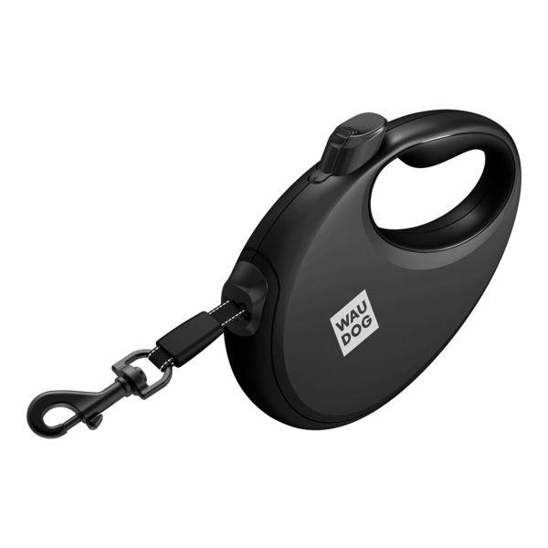 WAUDOG Украина Поводок-рулетка для собак R-leash с контейнером для пакетов, светоотражающая лента, черный