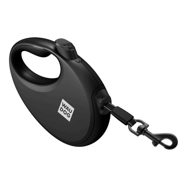 WAUDOG Украина Поводок-рулетка для собак R-leash с контейнером для пакетов, светоотражающая лента, черный