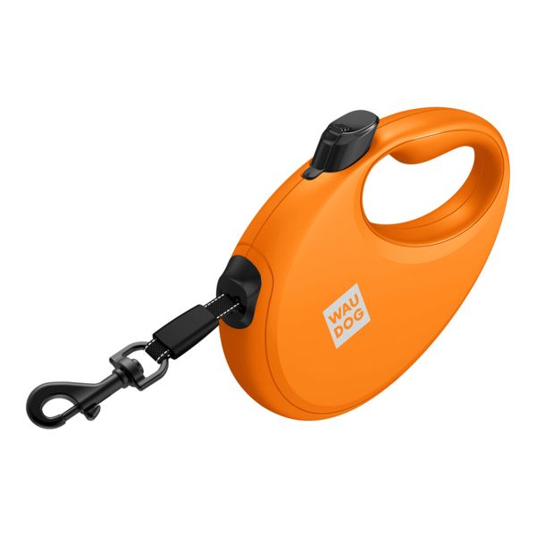 WAUDOG Украина Поводок-рулетка для собак R-leash с контейнером для пакетов, светоотражающая лента, оранжевый