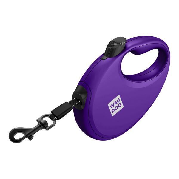 WAUDOG Украина Поводок-рулетка для собак R-leash с контейнером для пакетов, светоотражающая лента, фиолетовый