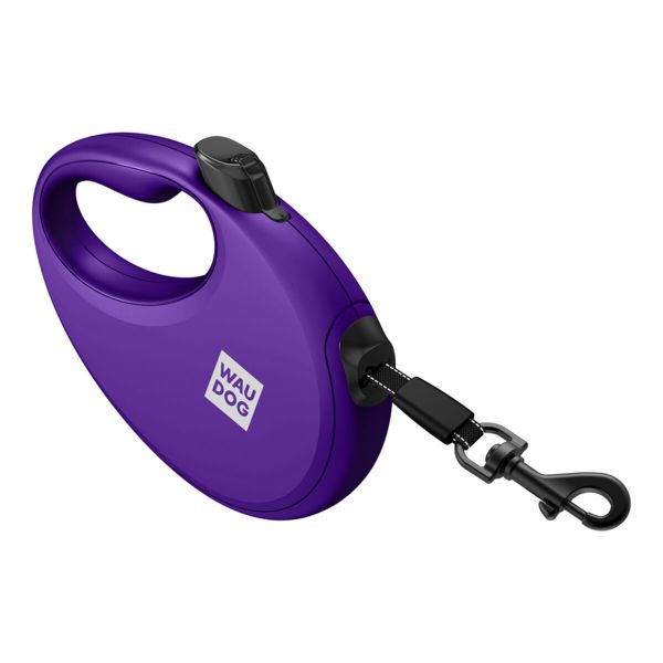 WAUDOG Украина Поводок-рулетка для собак R-leash с контейнером для пакетов, светоотражающая лента, фиолетовый