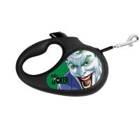 WAUDOG Украина Поводок-рулетка для собак R-leash, рисунок "Джокер Зеленый", светоотражающая лента, черный