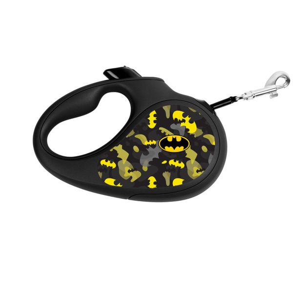 WAUDOG Україна Повідець-рулетка для собак R-leash, малюнок "Бетмен Візерунок", світловідбиваюча стрічка, чорний
