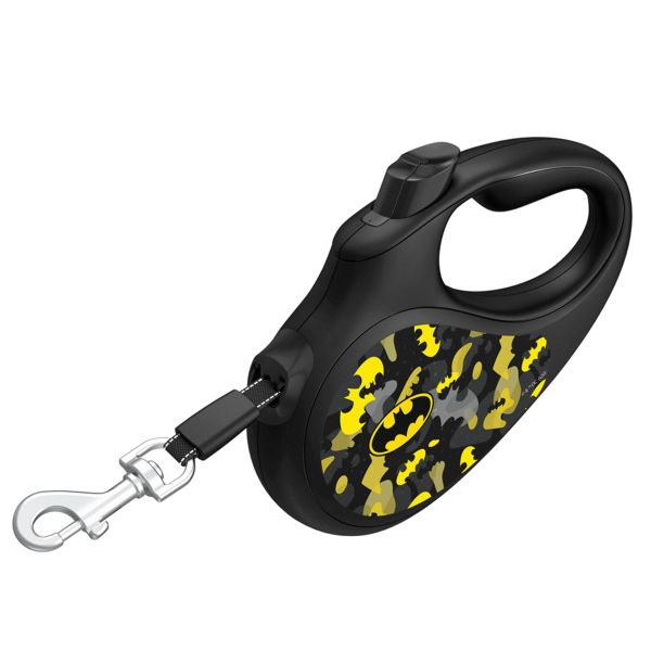 WAUDOG Украина Поводок-рулетка для собак R-leash, рисунок "Бэтмен Узор", светоотражающая лента, черный