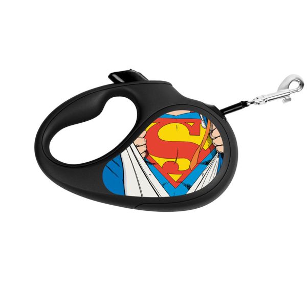 WAUDOG Україна Повідець-рулетка для собак R-leash, малюнок "Супермен Герой", світловідбиваюча стрічка, чорний