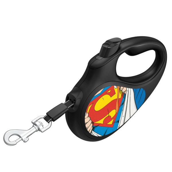 WAUDOG Украина Поводок-рулетка для собак R-leash, рисунок "Супермен Герой", светоотражающая лента, черный