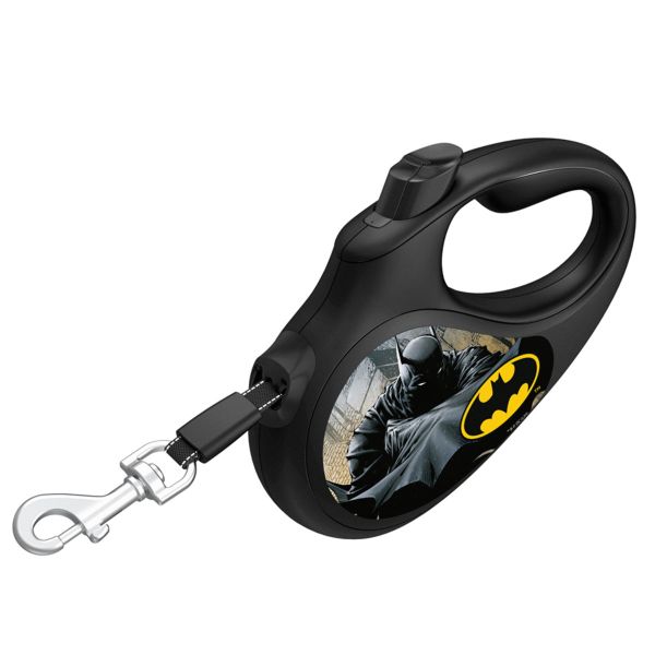 WAUDOG Украина Поводок-рулетка для собак R-leash, рисунок "Бэтмен Черный", светоотражающая лента, черный