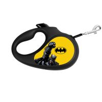 WAUDOG Украина Поводок-рулетка для собак R-leash, рисунок "Бэтмен Желтый", светоотражающая лента, черный