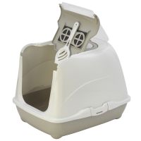 Moderna Бельгия Flip Cat Jumbo закрытый туалет для кошек, с откидной крышкой, теплый-серый