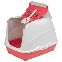 Moderna Бельгия Flip Cat Jumbo закрытый туалет для кошек, с откидной крышкой, коралловый