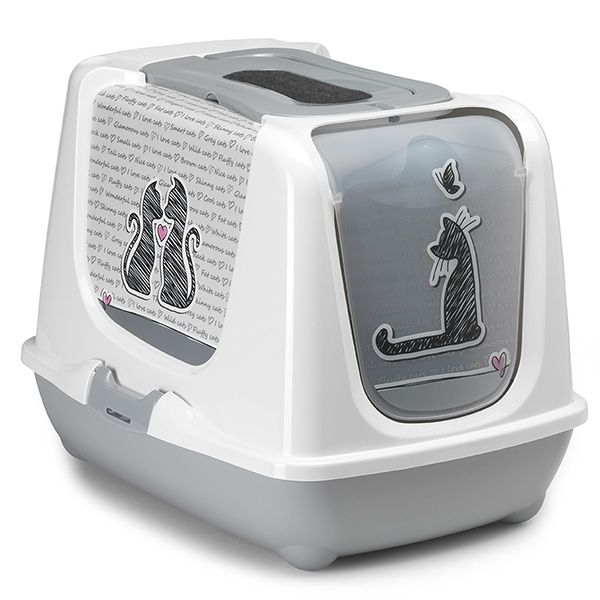 Moderna Бельгия Trendy Cat Cats in Love закрытый туалет для кошек, светло-серый