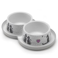 Moderna Бельгія Double Trendy Dinner Cats in Love подвійна миска для котів, білий