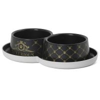 Moderna Бельгия Double Trendy Dinner Luxurious двойная миска для кошек, черный