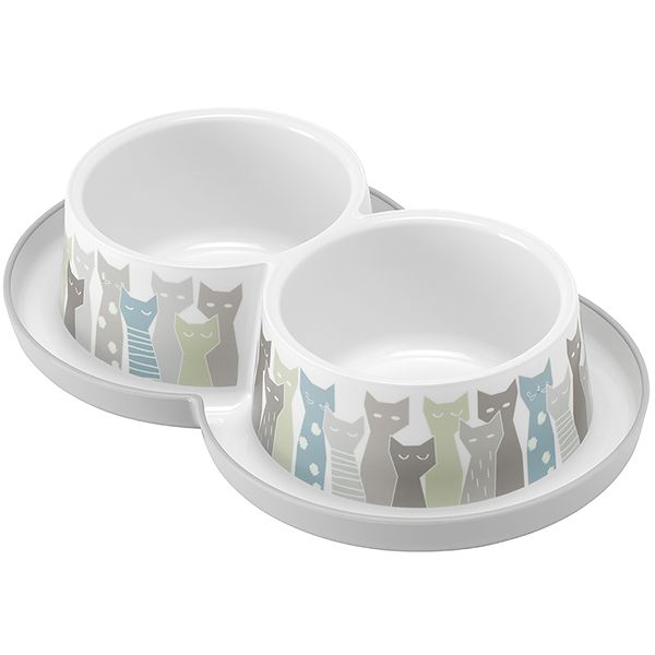 Moderna Бельгія Double Trendy Dinner Maasai подвійна миска для котів, світло-сірий