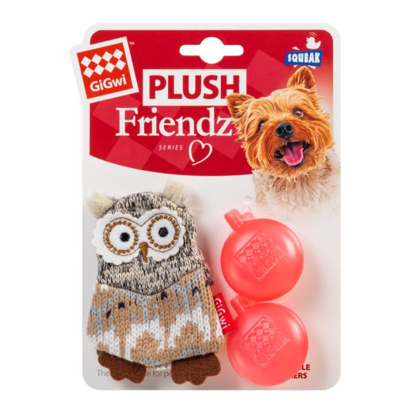 GiGwi Китай Игрушка для собак Сова с пищалкой Plush Friendz, текстиль